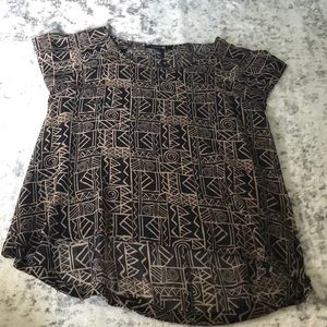 Aztec print short sleeve blouse